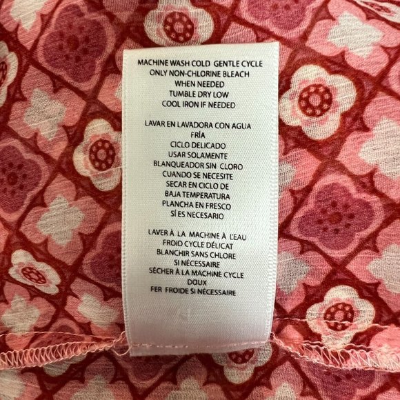 Kut From The Kloth Top Womens Large Floral Geo Button Up Sleeveless V-Neck Sheer - Picture 12 of 13